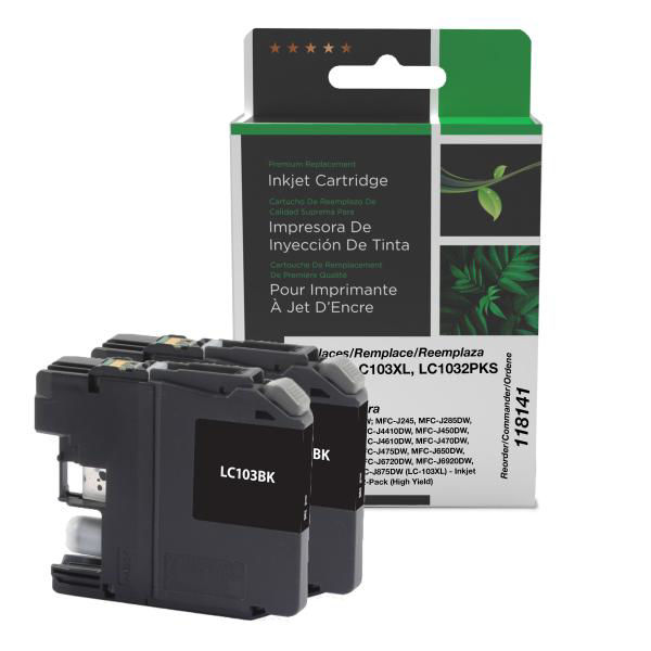 Picture of COMPATIBLE BROTHER LC103XL, LC1032PKS HY BLACK INKS 2-PACK