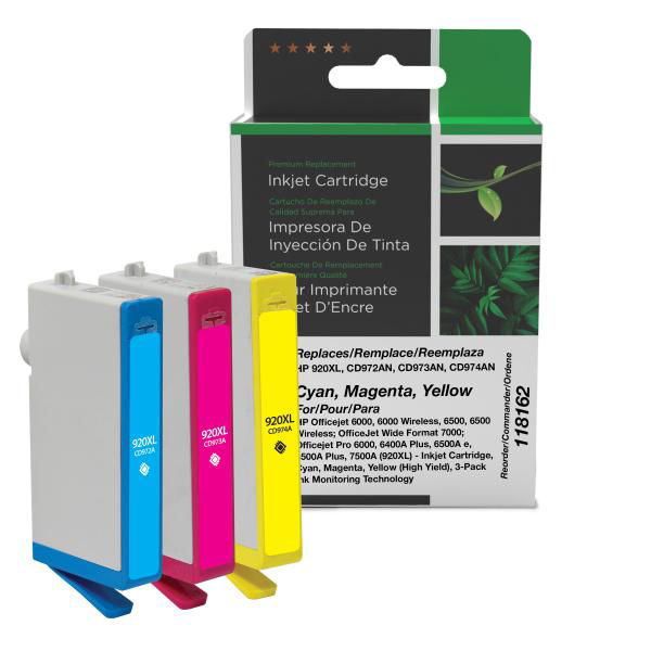 Picture of COMPATIBLE HIGH YIELD CYAN, MAGENTA, YELLOW INKS FOR HP 920XL 3-PACK