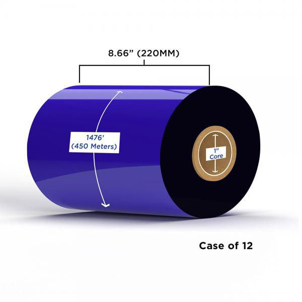 Picture of COMPATIBLE ENHANCED WAX/RESIN RIBBON 220MM X 450M (12 RIBBONS/CASE) FOR ZEBRA PRINTERS