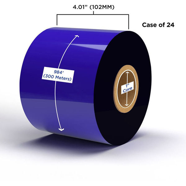 Picture of COMPATIBLE ENHANCED WAX RIBBON 102MM X 300M (24 RIBBONS/CASE) FOR ZEBRA PRINTERS