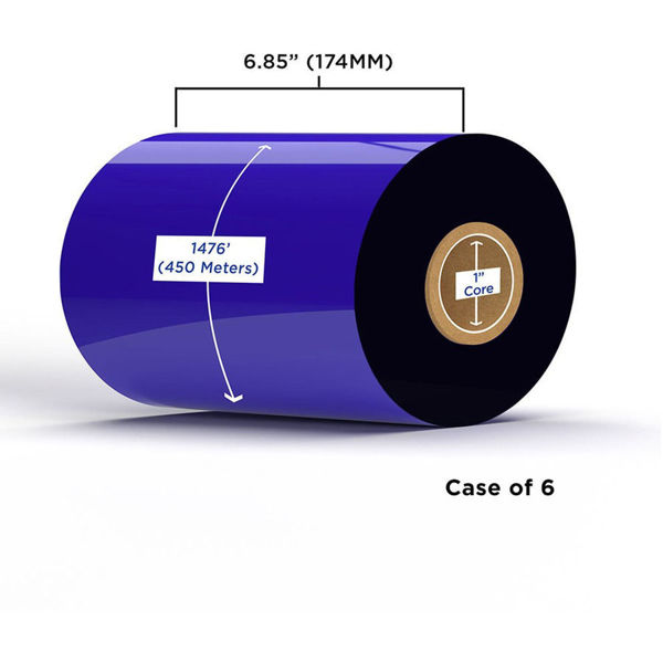 Picture of COMPATIBLE ENHANCED WAX/RESIN RIBBON 174MM X 450M (6 RIBBONS/CASE) FOR ZEBRA PRINTERS