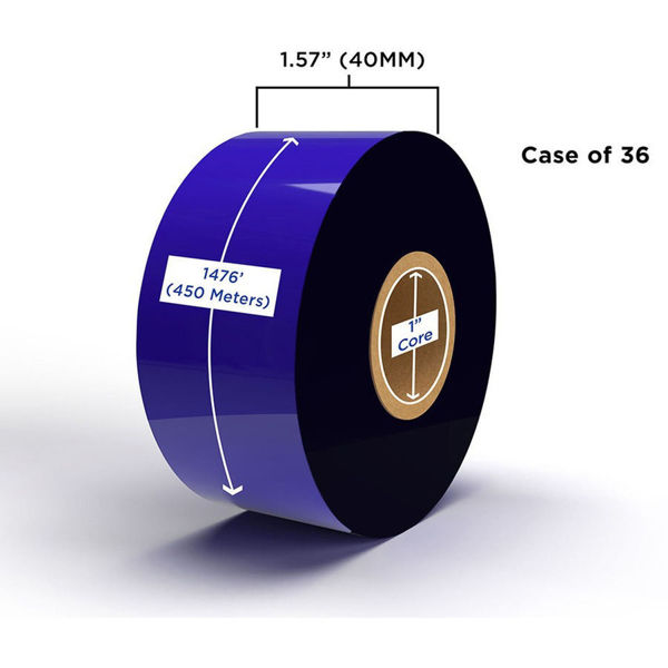 Picture of COMPATIBLE ENHANCED WAX/RESIN RIBBON 40MM X 450M (36 RIBBONS/CASE) FOR ZEBRA INDUSTRIAL PRINTERS