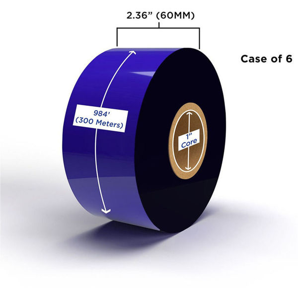 Picture of COMPATIBLE ENHANCED WAX/RESIN RIBBON 60MM X 300M (6 RIBBONS/CASE) FOR ZEBRA PRINTERS