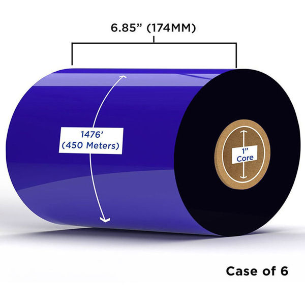 Picture of COMPATIBLE WAX RIBBON 174MM X 450M (6 RIBBONS/CASE) FOR ZEBRA PRINTERS