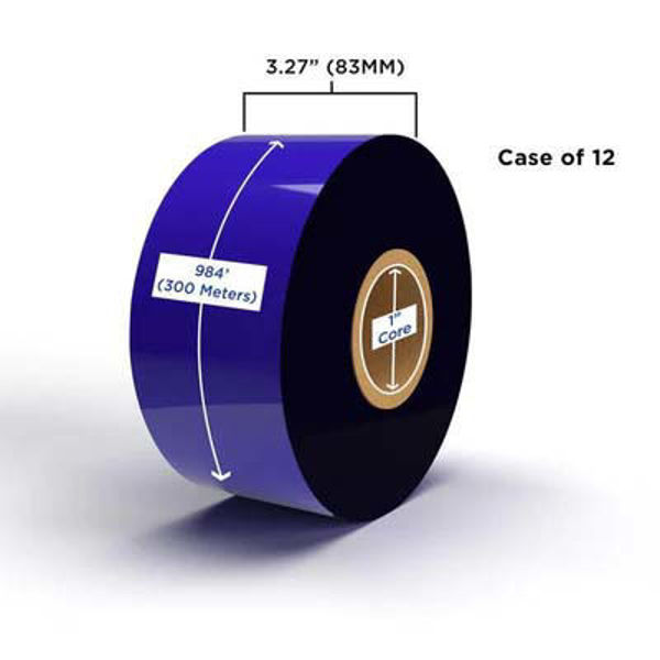 Picture of COMPATIBLE WAX RIBBON 83MM X 300M (12 RIBBONS/CASE) FOR ZEBRA PRINTERS