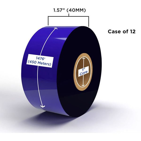 Picture of COMPATIBLE WAX/RESIN RIBBON 40MM X 450M (12 RIBBONS/CASE) FOR ZEBRA PRINTERS