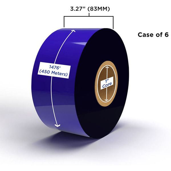 Picture of COMPATIBLE WAX/RESIN RIBBON 83MM X 450M (6 RIBBONS/CASE) FOR ZEBRA PRINTERS